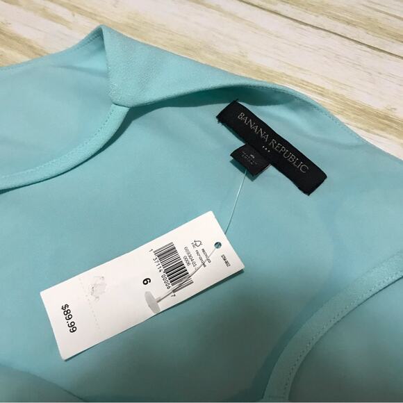 Banana Republic NWT Light Blue Cut Out‎ Halter Top Shesth Pencil Dress Size 6 - Picture 4 of 4